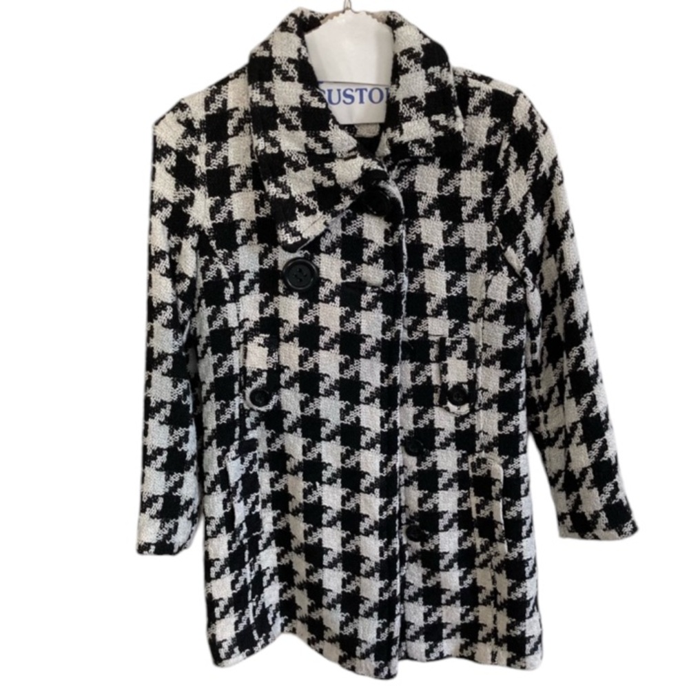 New York Yoki big Girls Houndstooth Jacket Coat Size:12-14 Satin Lined